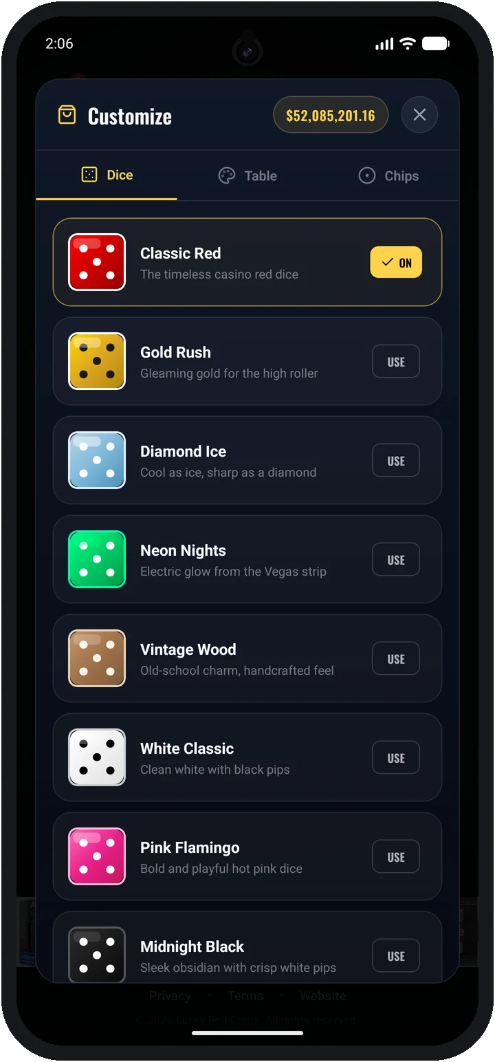 Dice and felt customization