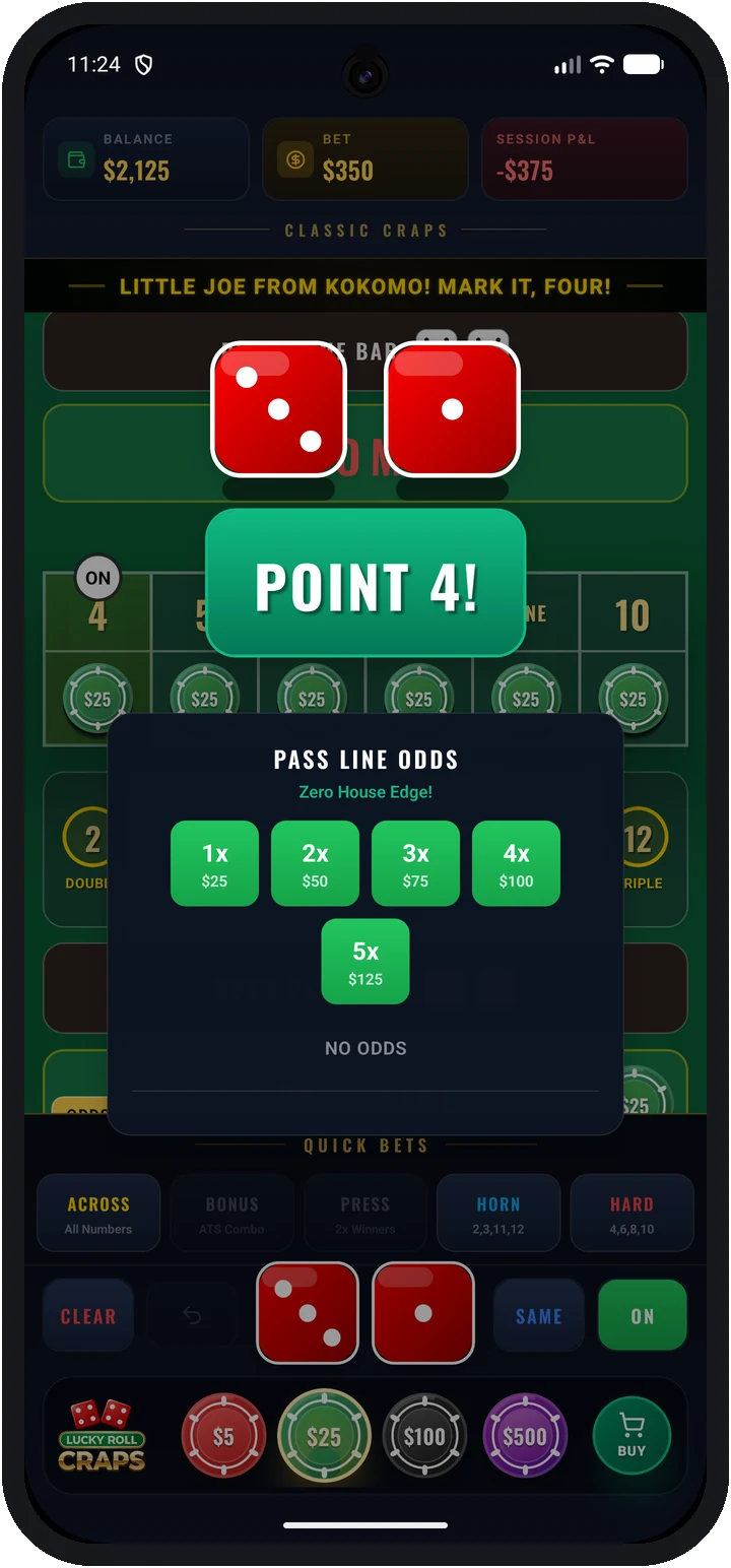 Pass line odds explanation